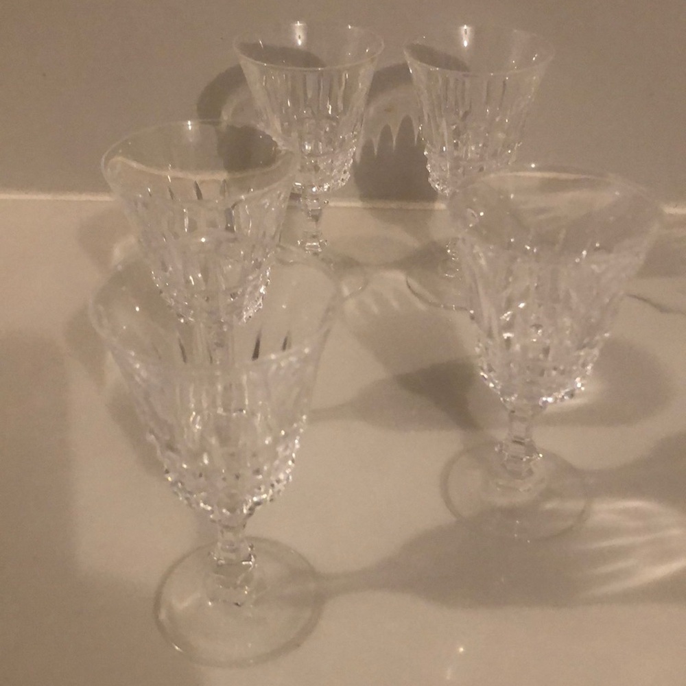 Crystal Cordial Glasses Tuillieries; Villandry by Cristal D’Arques-Durand; 5 qty